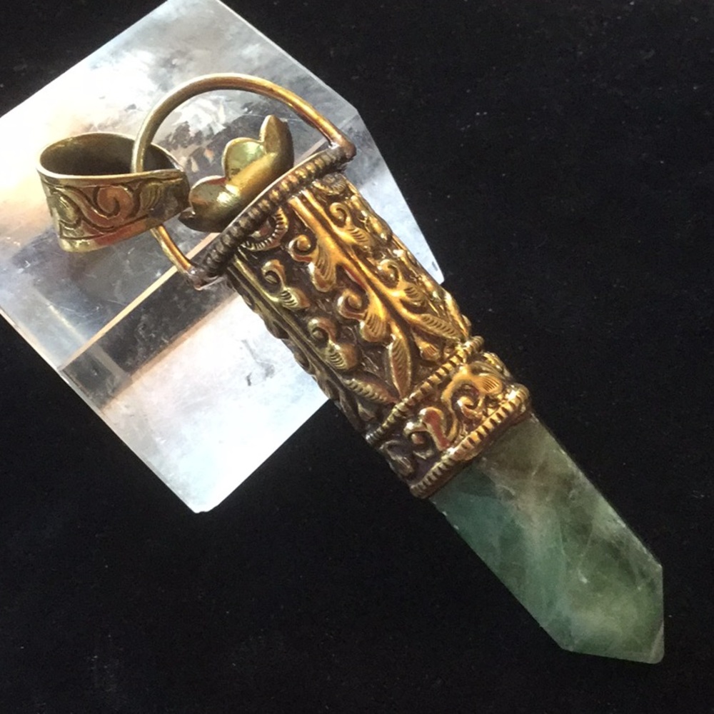 Unusual Artistic Genuine Fluorite Point Pendant